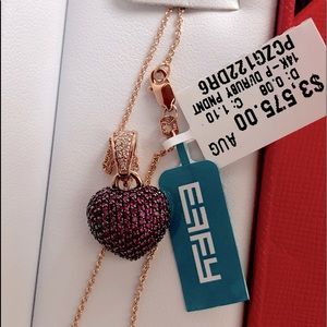 ❣️EFFY 14K RUBY & DIAMONDS HEART PENDANT NECKLACE